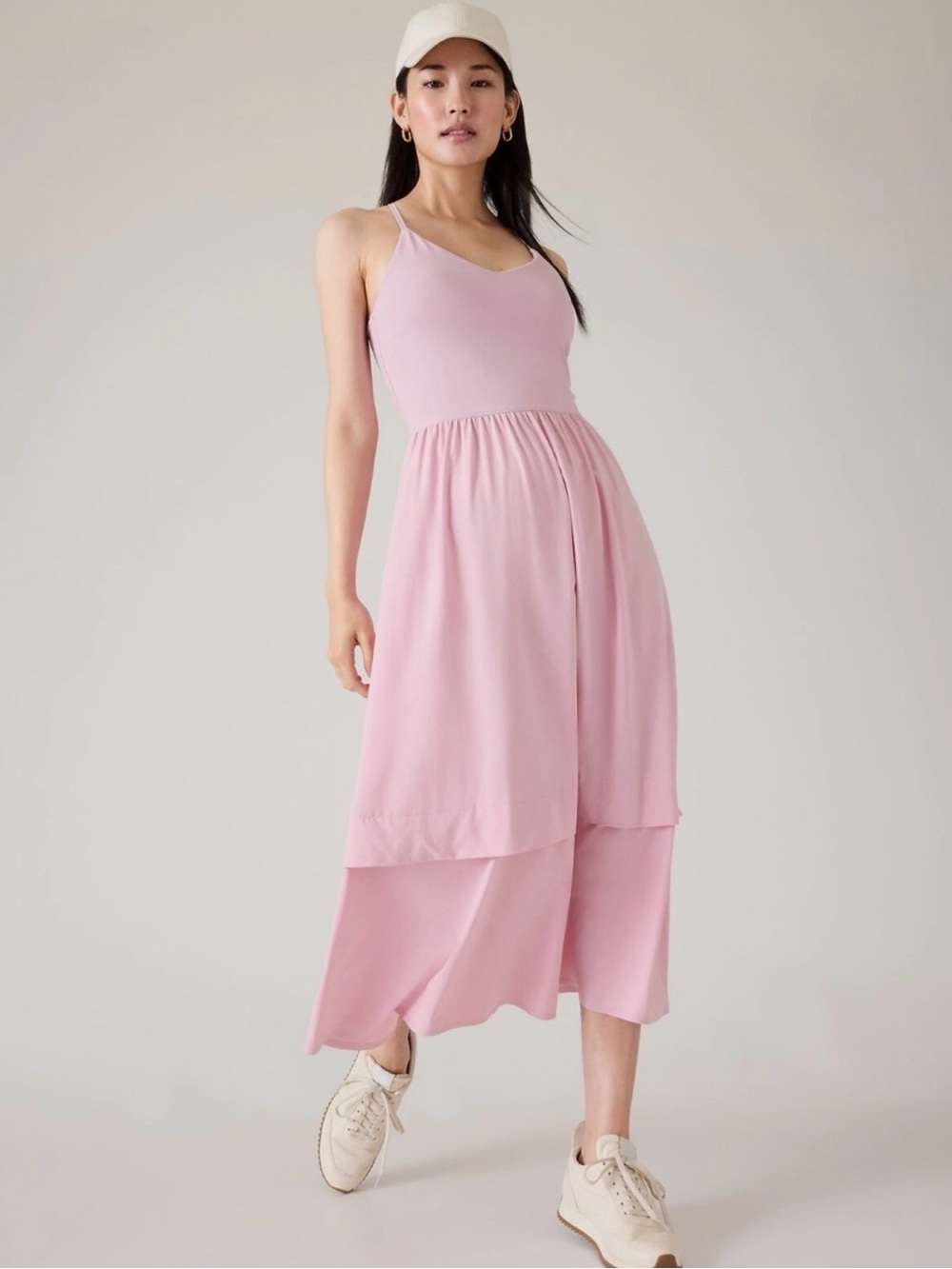 Athleta Elation V-Neck Hybrid Dress Begonia Pink Women’s Large EUC